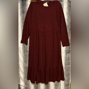 BloomChic Burgundy Knit Midi Dress size 1X (14-16)
